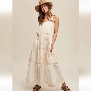 New! Embroidered Skirtall Overall Jumper Midi Dress